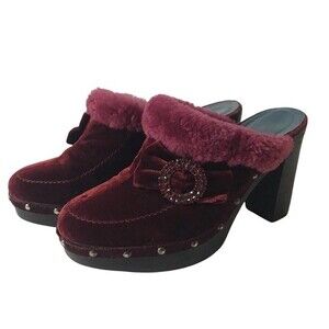 Via Spiga Ruby Velvet Mules Clogs 4" Size 7.5M New